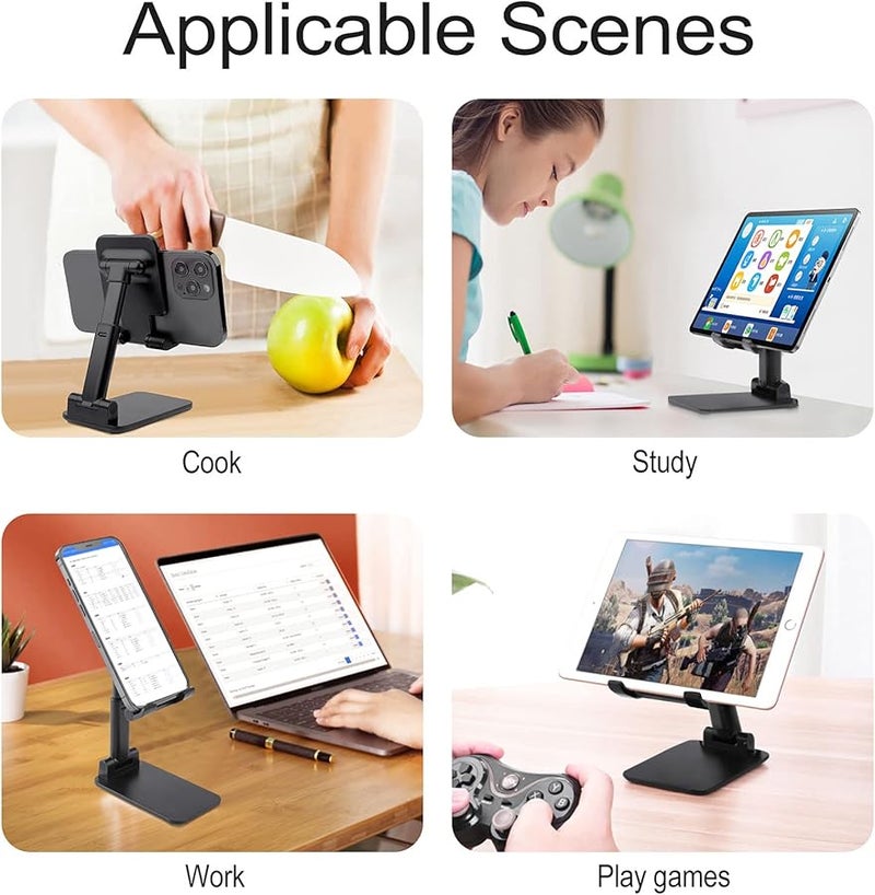 Black Farm Animal Pattern Adjustable Portable Foldable Cell Phone Stand for Desk - Image 5