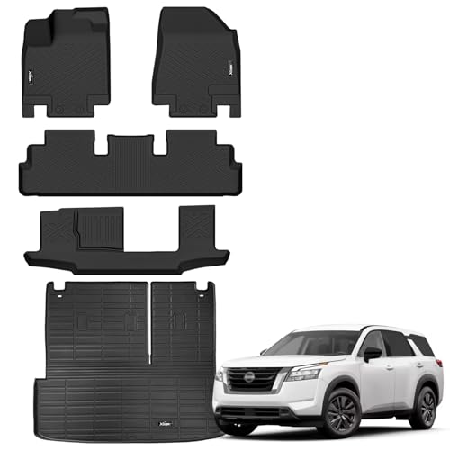 Floor Mats Trunk Mat for 2022 2023 2024 2025 Nissan Pathfinder 78 Seats with Backrest Mat All Weather TPE Rubber Cargo Liner for 20222025 Nissan Pathfinder Accessories