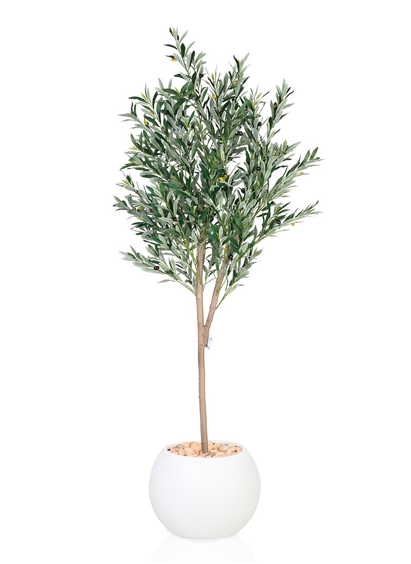 Artificial olive tree in a circular plastic container, 190 cm high