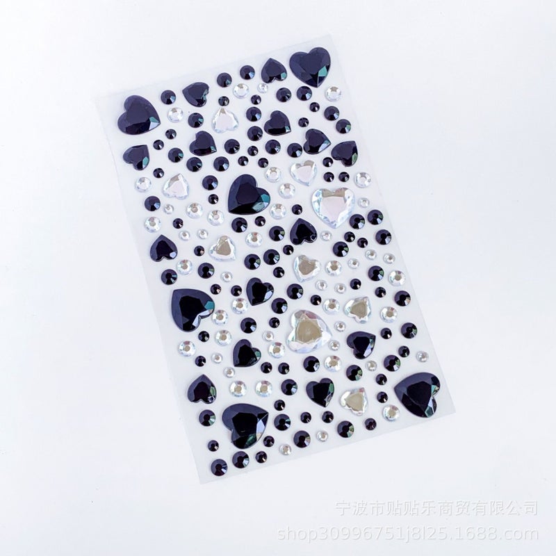 Generic Pearl Diamond Stickers for Kids Face Decoration Black love diamond sticker (gypsophila style) 