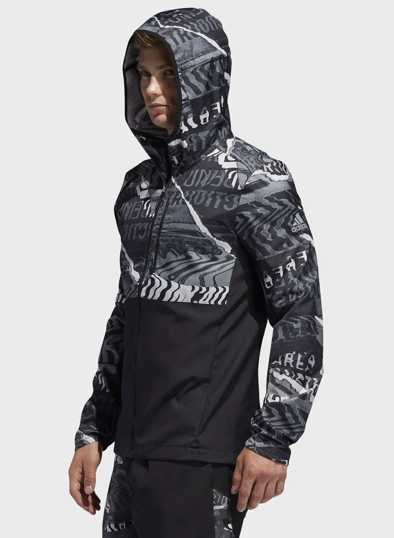 adidas جاكيت بياقة هودي مقاوم للماء