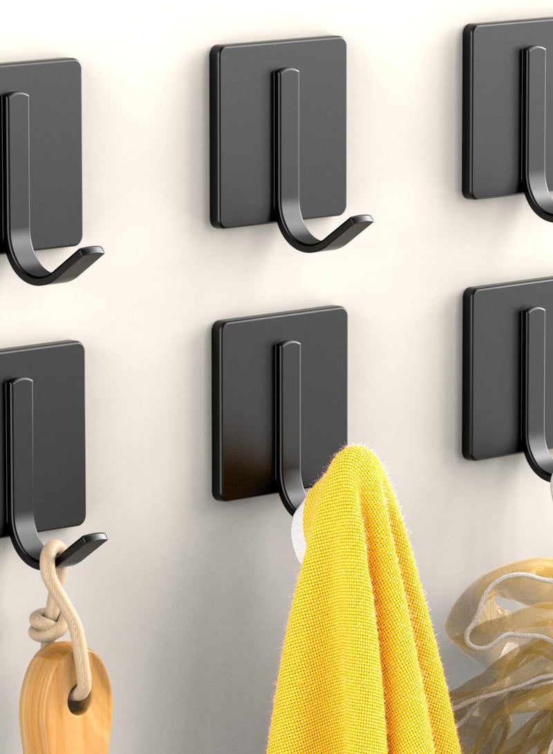 Towel Hooks, 6 Pack Improved Adhesive Hooks, Heavy Duty and Waterproof , Wall Hooks for Hanging Towels, and More - Ideal for Bathroom, Kitchen, Easy Wall Mounting - Image 1