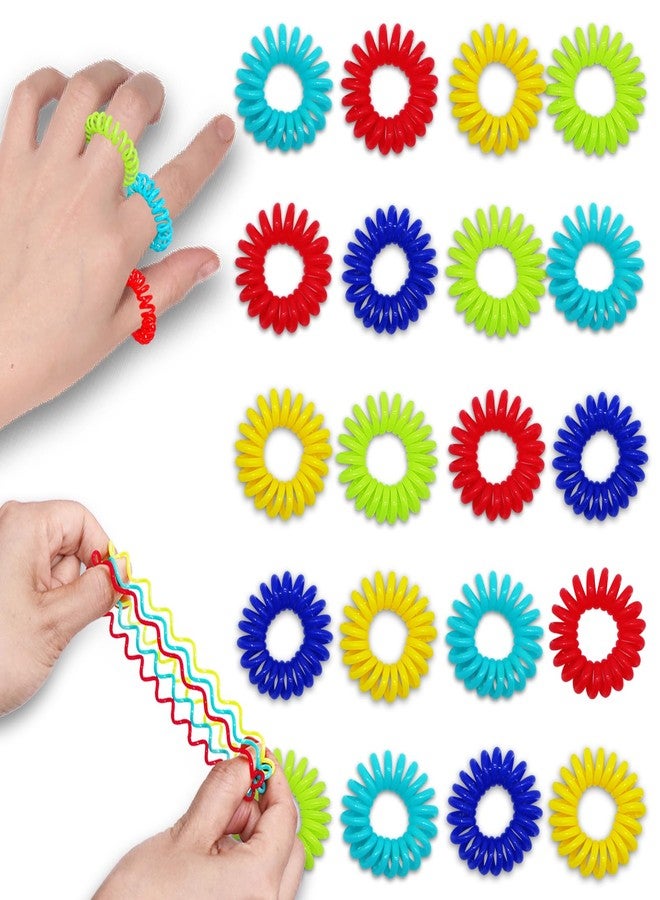 Flyaway Sensory Rings for Kids Adults 20 Pack, Stretchy Coil Fidget Rings for Kids Stress Relief, Sensory Toys for Autism Anxiety ADHD, Bulk Finger Massage Stress Toys for Student Classroom - Image 1