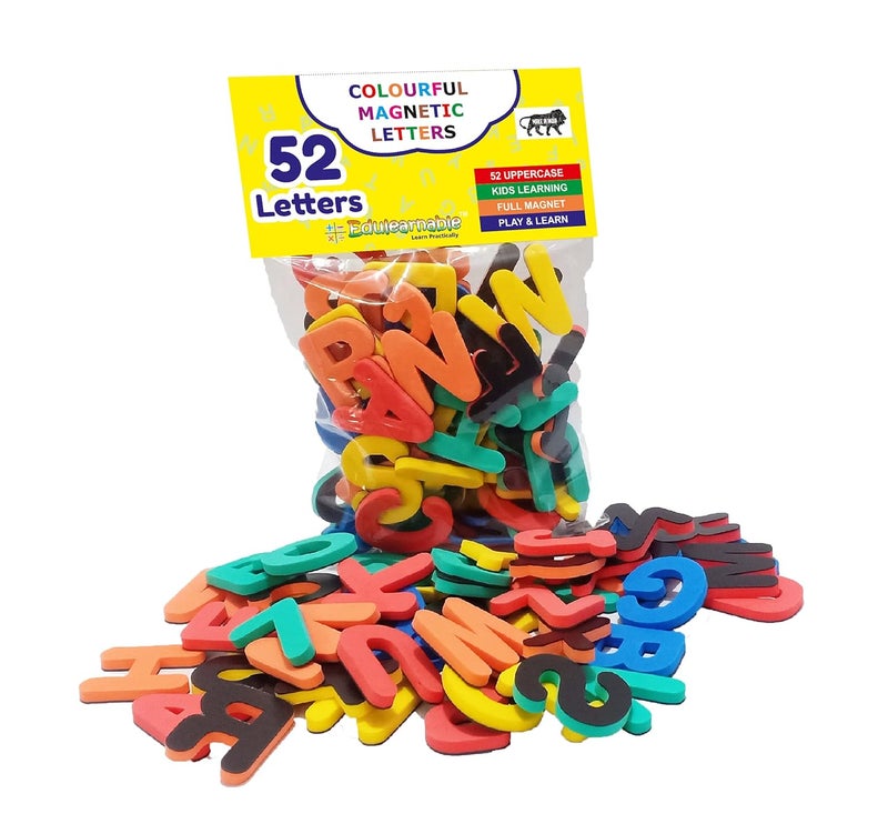 Edulearnable 52Pcs Abc Fully Magnetic Letters Uppercase Alphabet Magnets Fridge Magnet Educational Toy For Kids Toddlers Preschool Kids Learning Spelling Counting Gift For Birthday , 1 Pack - Image 1
