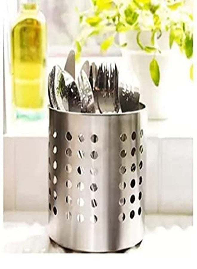 Mohini Spoon Stand for Dining Table Fancy Stainless Steel Cutlery Holder, Silver - Image 2