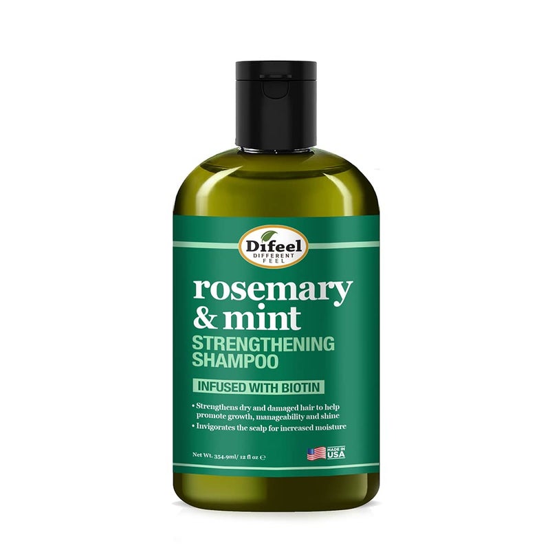 Difeel Rosemary Mint Strengthening Shampoo with Biotin 12 oz. - Made with Natural Rosemary Oil for Hair Growth - Image 1