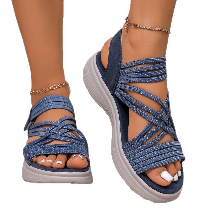 Women's Velcro Open Toe Wedge Sandals Lightweight Beach - Image 5