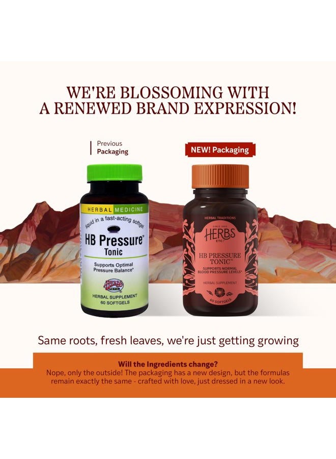 Herbs Etc. HB Pressure Tonic - Healthy Blood Circulation Support Supplement - Aid Cardiovascular Health - Herbal Supplement for Natural Energy Support - Gluten-Free - 60 Softgels (60 Servings) - Image 2