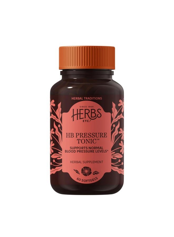 Herbs Etc. HB Pressure Tonic - Healthy Blood Circulation Support Supplement - Aid Cardiovascular Health - Herbal Supplement for Natural Energy Support - Gluten-Free - 60 Softgels (60 Servings) - Image 1