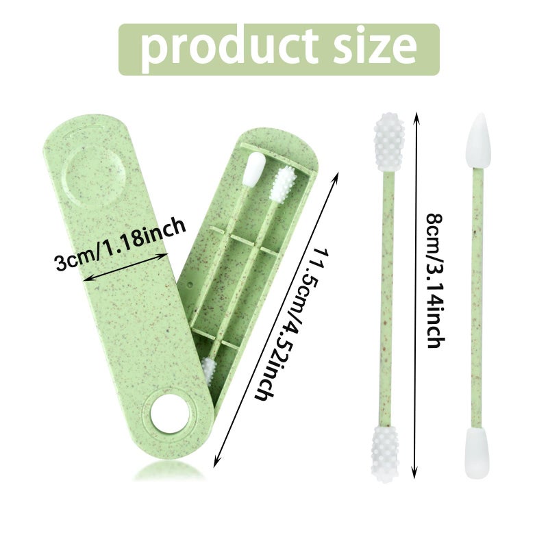 Orzbow GWAWG 4 PCS Reusable Cotton Buds Reusable Swab Double-Ended Spiral with 2 Travel Holder Green and Blue for Ear Cleaning Make Up,ect - Image 2