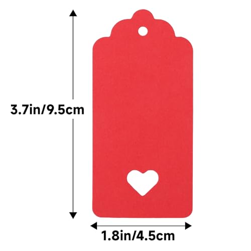 G2PLUS Red Gift Tags 100PCS Hollow Heart Gift Tags Wedding Favors Tag Present Name Labels 37x18in Blank Paper Present Tag with String for Mothers Day Wedding Birthday Christmas Party Favors - Image 5