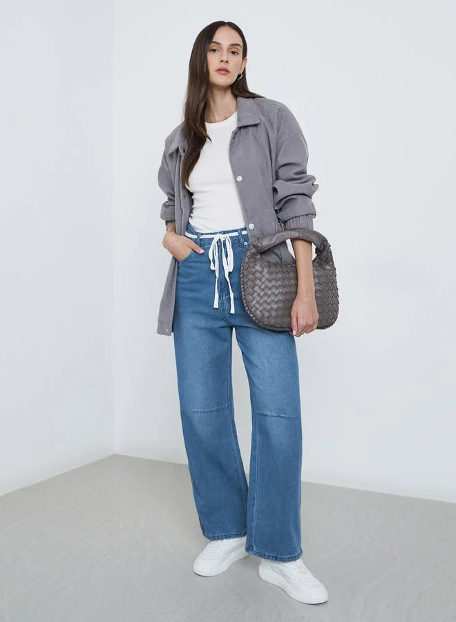 ستايلي Styli High Rise Cut and Sew Panel Jeans