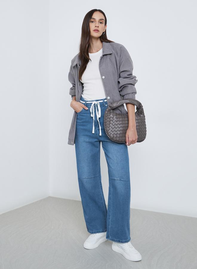 Styli High Rise Cut and Sew Panel Jeans - Image 1