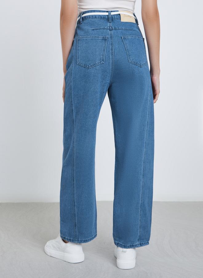 Styli High Rise Cut and Sew Panel Jeans - Image 4