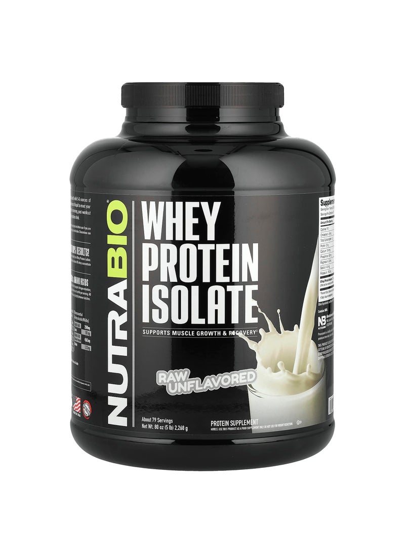 NutraBio Whey Protein Isolate, Raw Unflavored, 5 lb (2,268 g)