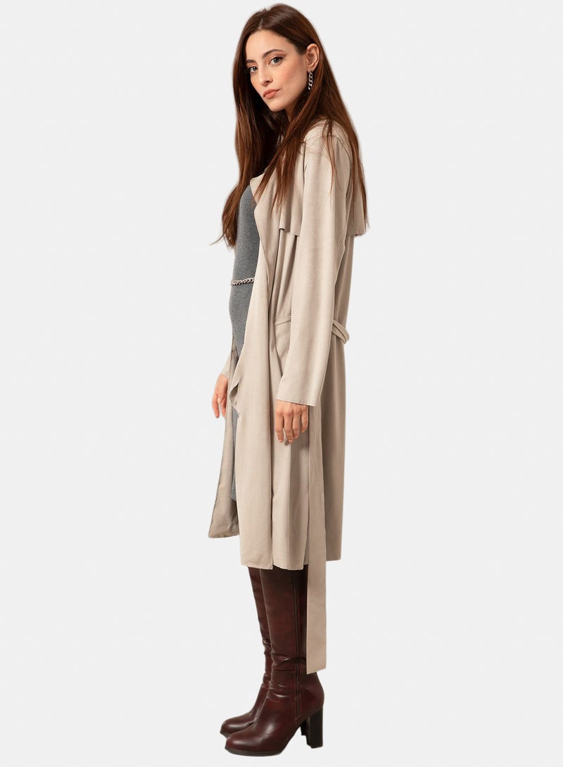 belle Lightweight Suede Jacket With Belt - Image 3