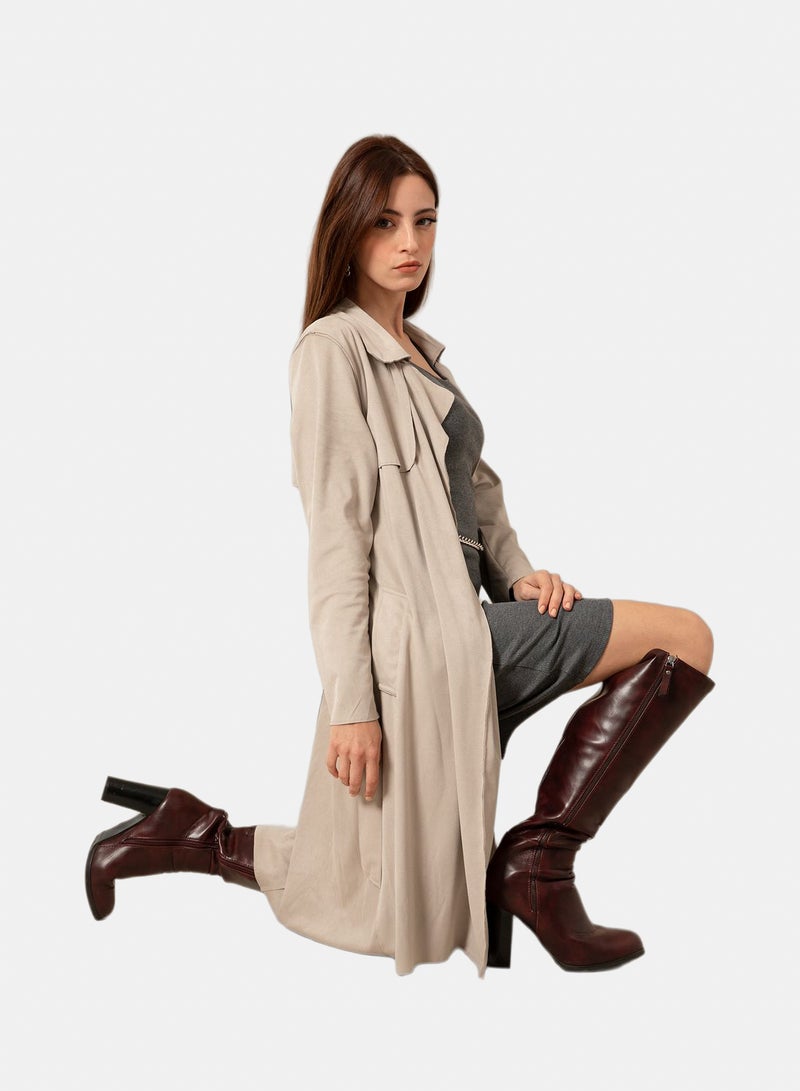 belle Lightweight Suede Jacket With Belt - Image 1
