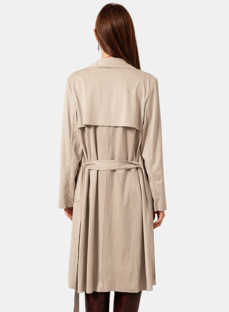belle Lightweight Suede Jacket With Belt - Image 4