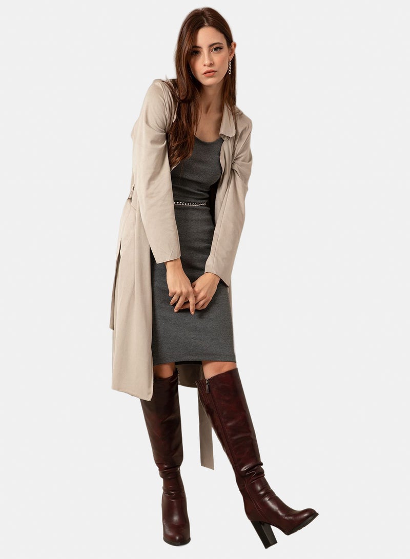 belle Lightweight Suede Jacket With Belt - Image 2