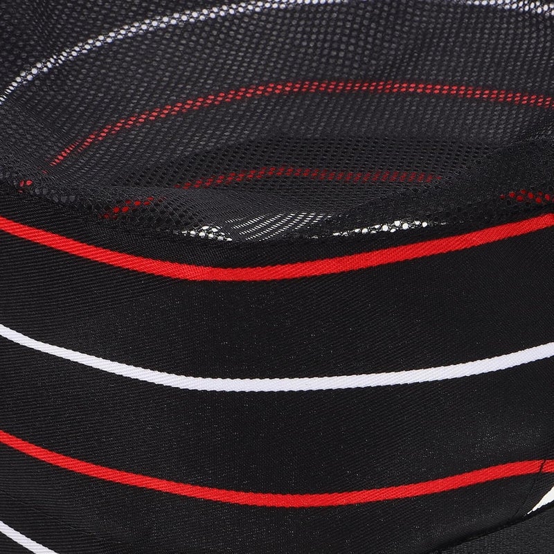 ORFOFE Unisex Chef Hat with Mesh Top Breathable Polyester Kitchen Cap for Men and Women Restaurant Service Staff Cooking Hat Black Red White Striped - Image 3