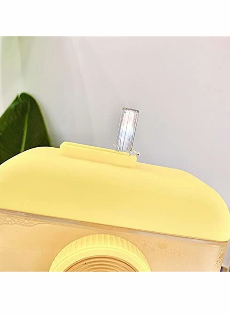 KASTWAVE زجاجات مياه لطيفة مع مصاصات، أكواب مصاصة إبداعية على شكل كاميرا كاواي، زجاجات كاواي مانعة لتسرب المياه، كوب ماء خالٍ من مادة بيسفينول أ للأطفال البالغين والتخييم والرياضة والسفر والنزهات (400 مل، أرجواني) - Image 2