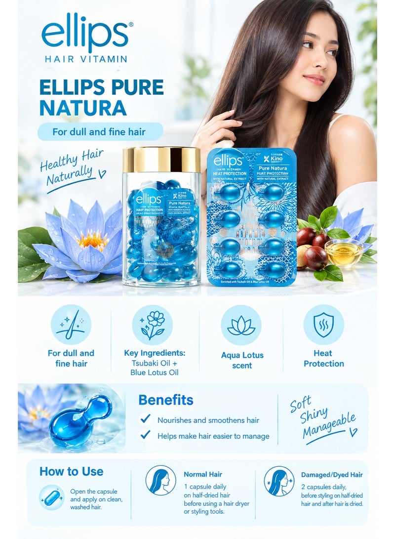 Ellips Pure Natura, Hair Vitamin Heat Protection, 50 x 1ml Capsules - Image 2