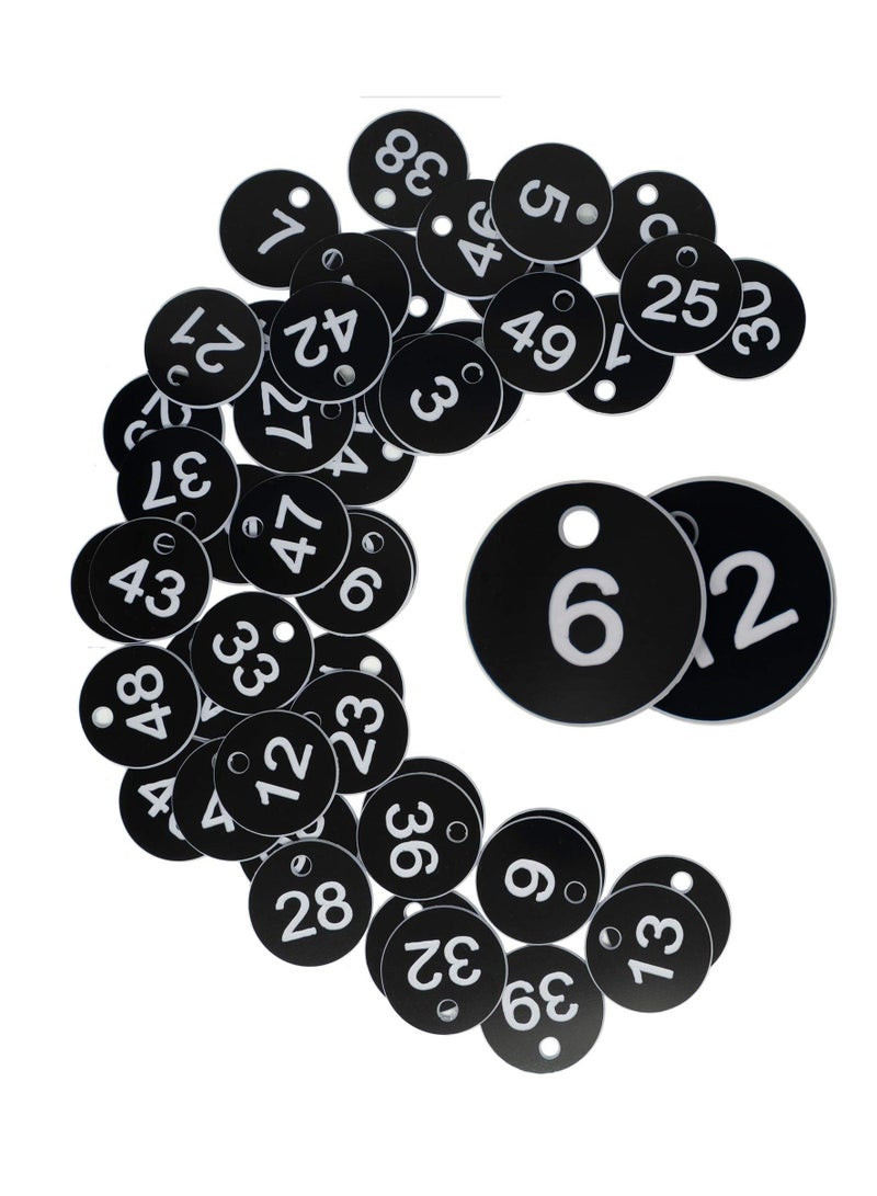 Generic Plastic ID Number Tags, Engraved Tags Key Tags Without Key Rings for Locker Dorm Hotel Bar Restaurant Club Restaurant Table Numbers (1-50, Black)  - Image 1
