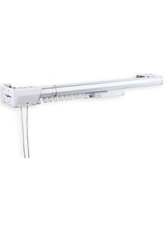AL WADI FURNITURE Set of 2 Heavy Duty Ultra Corded Single Adjustable Extendable Traverse Curtain Rails Curtain Tracks with Curtain Hanging Pinch Pleat 4 Prongs Hooks, 112 – 210 cm, WHITE  - Image 5