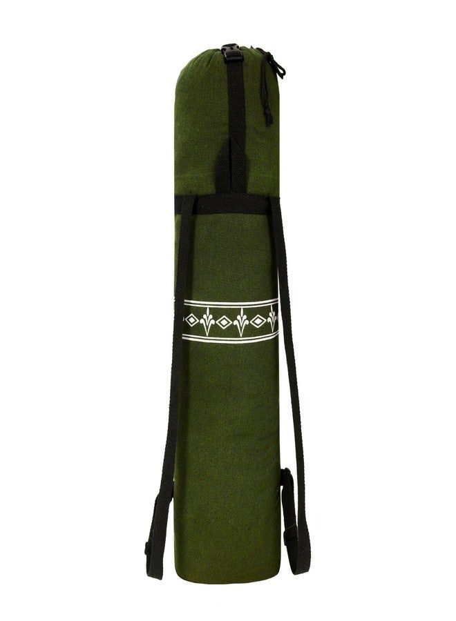 PANFIKH Dual Strap Yoga Mat Cover Bag for Thick Yoga Mat for Women, Yoga Mat Bag with Drawstring Opening and Zipper Pocket, Large Yoga Mat Carry Bags with Adjustable Straps - 32x10.5 cm (Olive Green) - Image 1