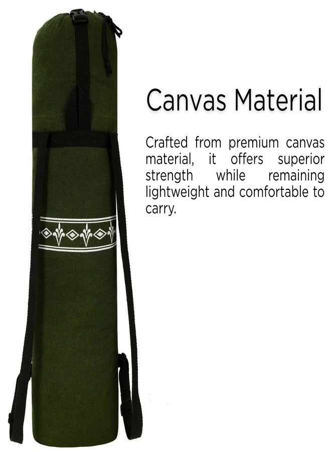 PANFIKH Dual Strap Yoga Mat Cover Bag for Thick Yoga Mat for Women, Yoga Mat Bag with Drawstring Opening and Zipper Pocket, Large Yoga Mat Carry Bags with Adjustable Straps - 32x10.5 cm (Olive Green) - Image 2