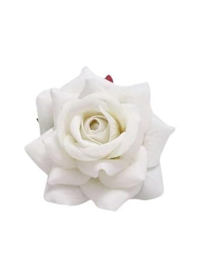 Vrindavanstore.in Elegant White Rose Hair Clip for Women & Girls | Artificial Flower Hair Pin | Bun & Party Hairstyle Accessory - Image 1