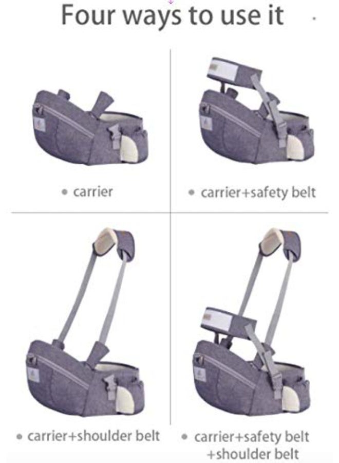 جابيسي Baby Hip Seat Carrier Baby Waist Stool,للأطفال الرضع الصغار,مع جيب الحزام القابل للتعديل التخزين الضخم الداخلي الناعم,مع مدد الخصر (رمادي داكن) - Image 3