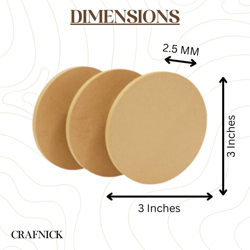 CRAFNICK CRAFNICK® Round MDF Cutouts for Fridge Magnet | Set of 10-3 Inch-2.5mm | MDF Boards for Art and Craft | Plain Blank Unfinished Round Cutouts for Painting, Craft, Decoration | Craft Supplies for DIY (10) - Image 2
