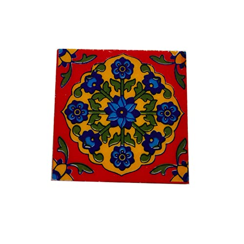 Shiv Kripa Blue Pottery Home Decorative Ceramic Wall Hanging Tile - Design Flooring, Floral Kitchen Washroom Mosaic Furniture Handmade Backsplash 3 x 3 Inches (Pack of 20, Multicolor) - Image 5