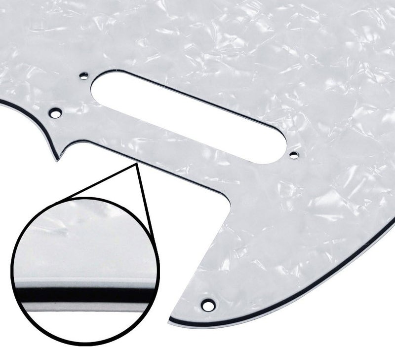 FLEOR 8 Hole TL Pickguard Scratch Plate with Pickguard Screws Set Fit USA/MX Standard TL Style Pickguard Replacement, 4Ply White Pearl - Image 4