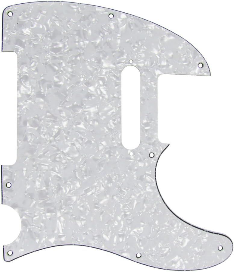 FLEOR 8 Hole TL Pickguard Scratch Plate with Pickguard Screws Set Fit USA/MX Standard TL Style Pickguard Replacement, 4Ply White Pearl - Image 3