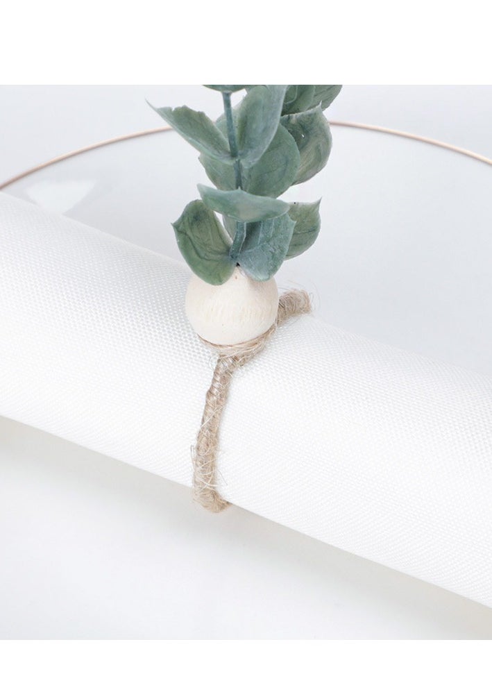 XIYU 6 Pack Napkin Rings, Eucalyptus Napkin Rings Wooden Napkin Rings Green Leaf Napkin Rings for Wedding Table Decor Birthday Party Decorations  - Image 5