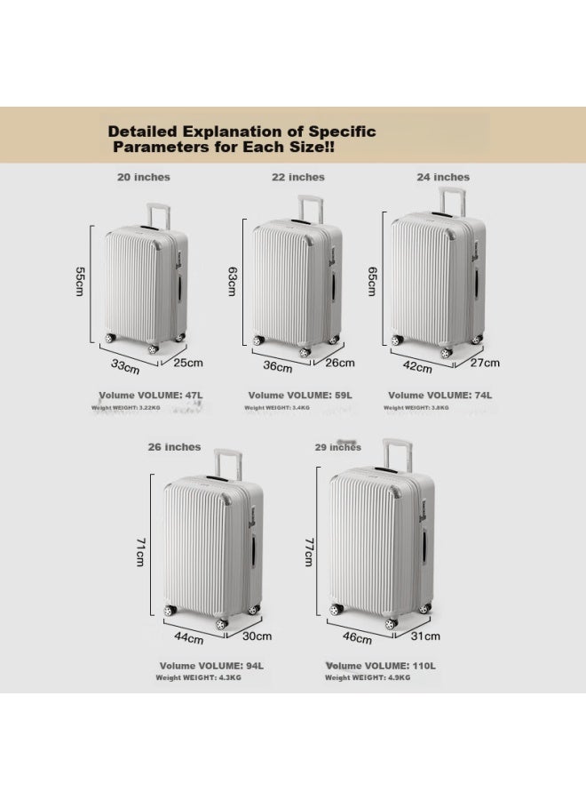 Summit 26-inch Expandable Large Capacity Trolley Suitcase Silent Universal Wheels Long-distance Travel Luggage Pc338 Off-white - Image 3