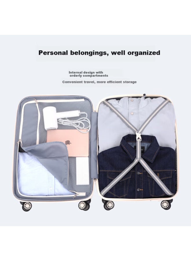 Summit 26-inch Expandable Large Capacity Trolley Suitcase Silent Universal Wheels Long-distance Travel Luggage Pc338 Off-white - Image 2