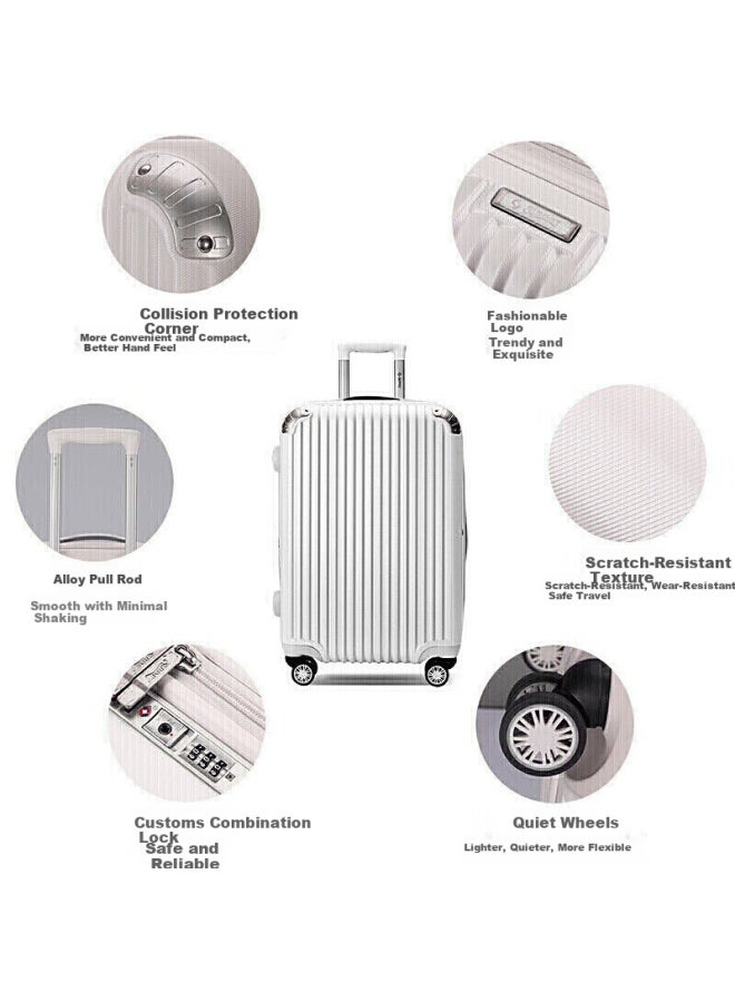 Summit 26-inch Expandable Large Capacity Trolley Suitcase Silent Universal Wheels Long-distance Travel Luggage Pc338 Off-white - Image 1