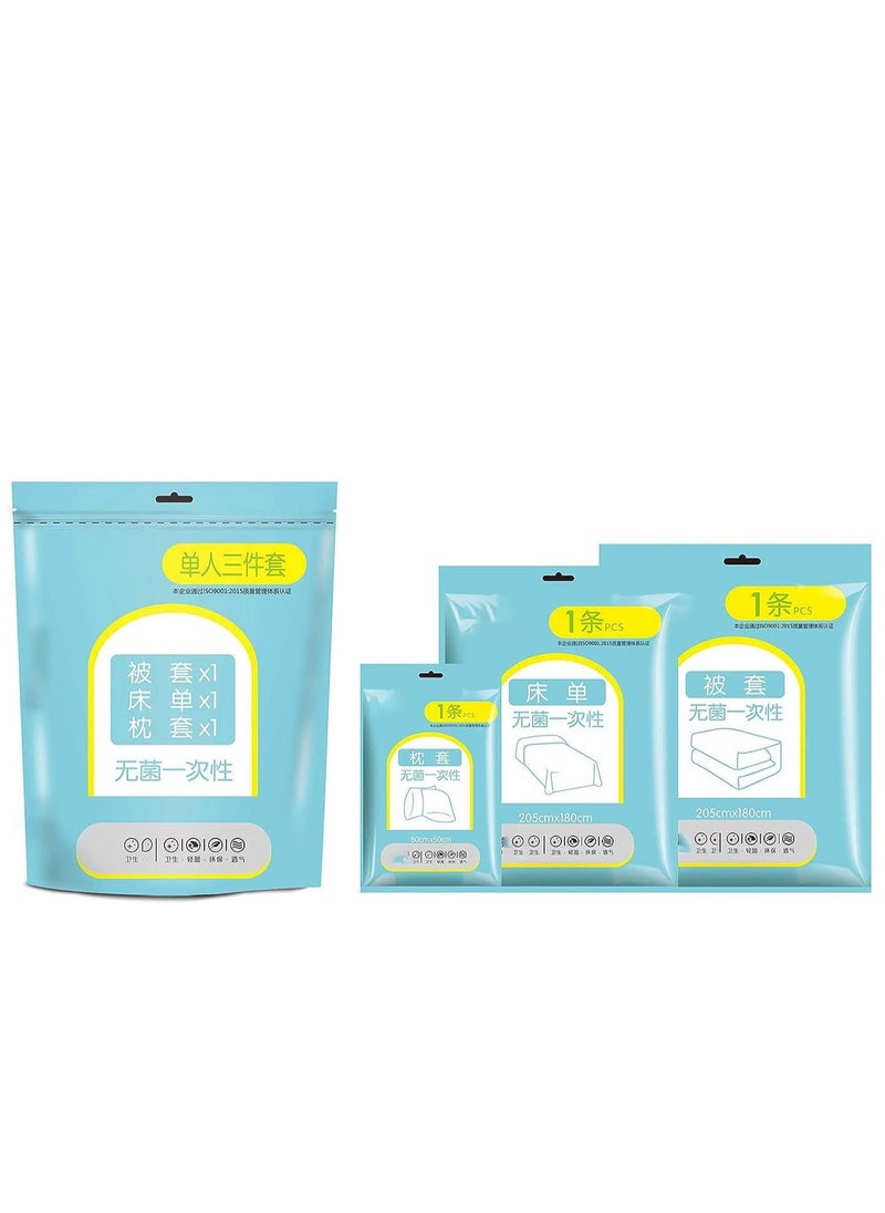 Y&D Disposable Bed Sheets for Travel Quilt Cover and Pillow Case Set Portable Bedding Set Hotel Travel (Travel 3-Piece Double)  - Image 2