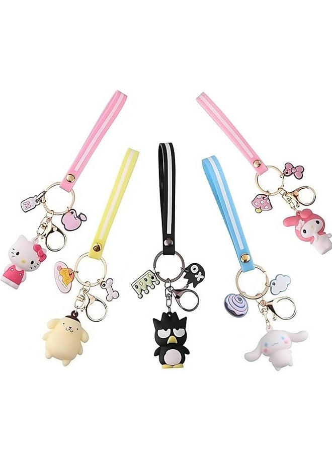 مجموعة من 5 سلاسل مفاتيح أنيقة للنساء - إكسسوارات سلسلة مفاتيح السيارة، وسلاسل مفاتيح المحفظة، وحقائب الظهر، والمفاتيح - Image 1