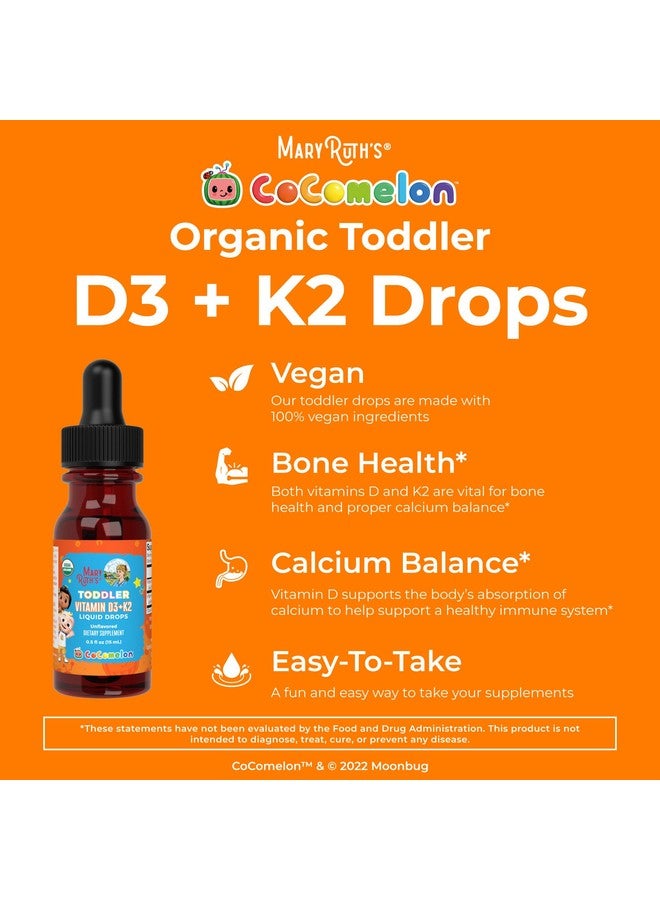 MaryRuth Organics MaryRuth Organics CoComelon Vitamin D3 K2 Liquid Drops for Toddlers | Vitamin K2 D3 Supplement for Kids Ages 1-3 | Calcium Absorption | Strong Bones | USDA Organic | Sugar Free | 15 mL - Image 4