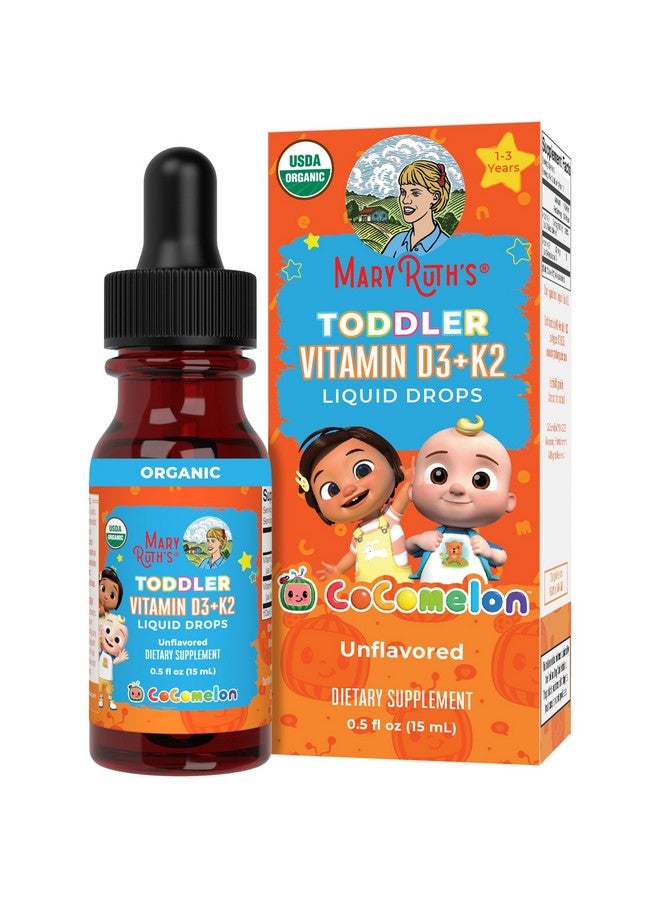 MaryRuth Organics MaryRuth Organics CoComelon Vitamin D3 K2 Liquid Drops for Toddlers | Vitamin K2 D3 Supplement for Kids Ages 1-3 | Calcium Absorption | Strong Bones | USDA Organic | Sugar Free | 15 mL - Image 1