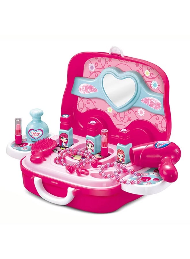 TOY GARDEN 20-Piece Girls Makeup Toy Set | Play Vanity Dressing Table with Hair Dryer, Mirror, Scissors & Brush | Fashion Beauty Salon Cosmetic Palette | Ideal Gift - Image 1