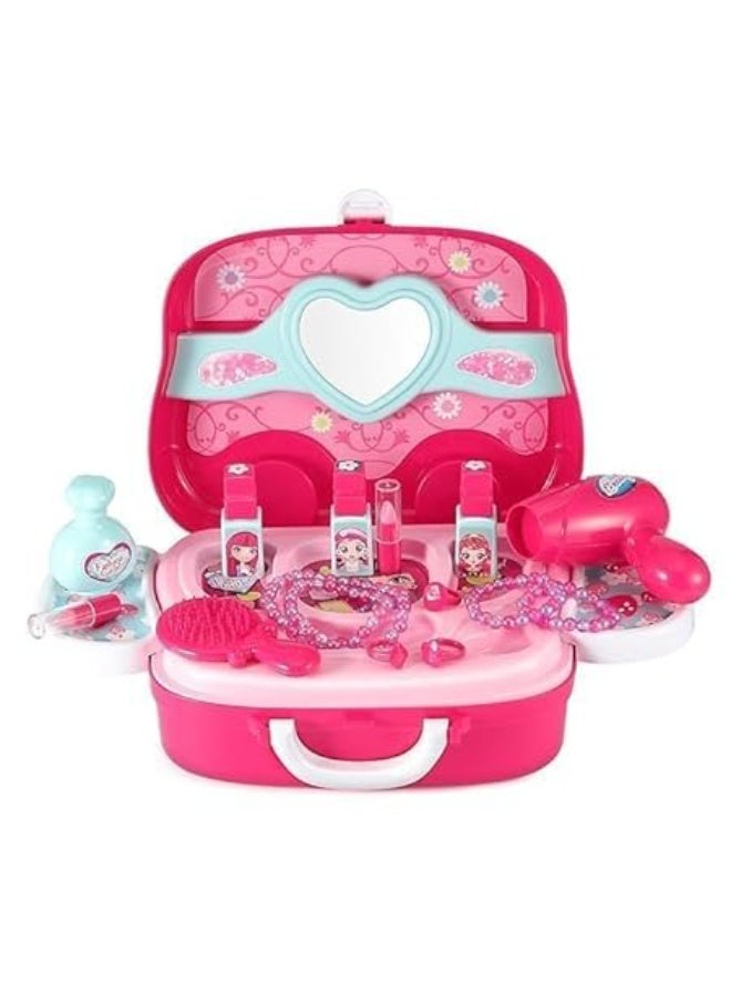 TOY GARDEN 20-Piece Girls Makeup Toy Set | Play Vanity Dressing Table with Hair Dryer, Mirror, Scissors & Brush | Fashion Beauty Salon Cosmetic Palette | Ideal Gift - Image 2
