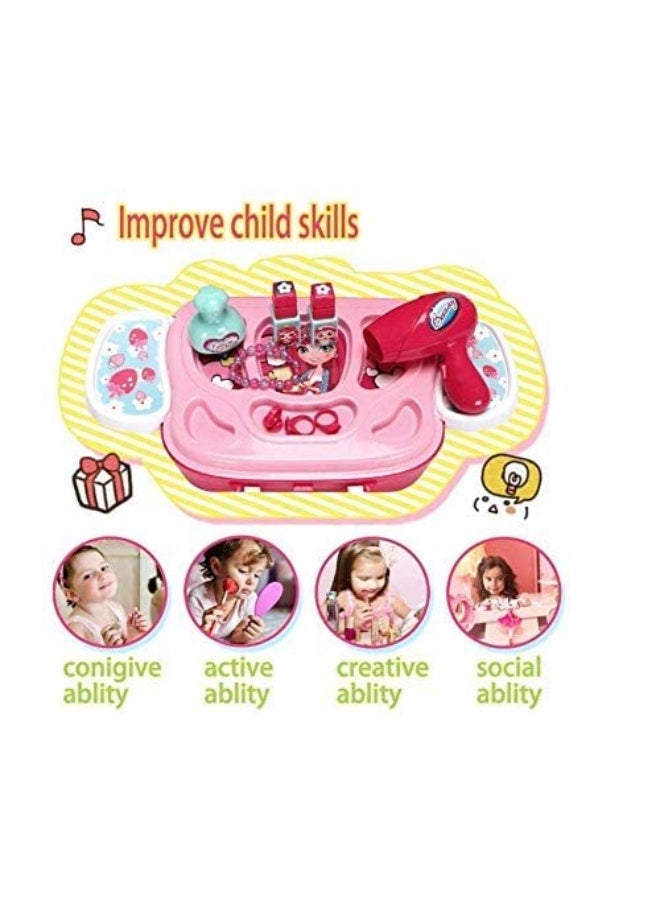 20-Piece Girls Makeup Toy Set | Play Vanity Dressing Table with Hair Dryer, Mirror, Scissors & Brush | Fashion Beauty Salon Cosmetic Palette | Ideal Gift - pzsku/ZF88BF8E7317FCC25AF61Z/45/_/1734619862/488482af-e842-4fe7-be00-e534b342b5ec