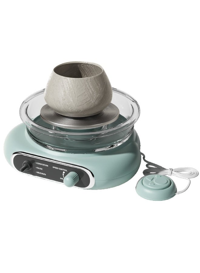 M MIAOYAN Mini Pottery Wheel Kit - Turntable Electric Clay Wheel with Foot Pedal, Adjustable Speed ​​Ceramic Making Machine, Children's Craft Kit, Come and Have a Parent-Child Interaction with Your Children - Image 1