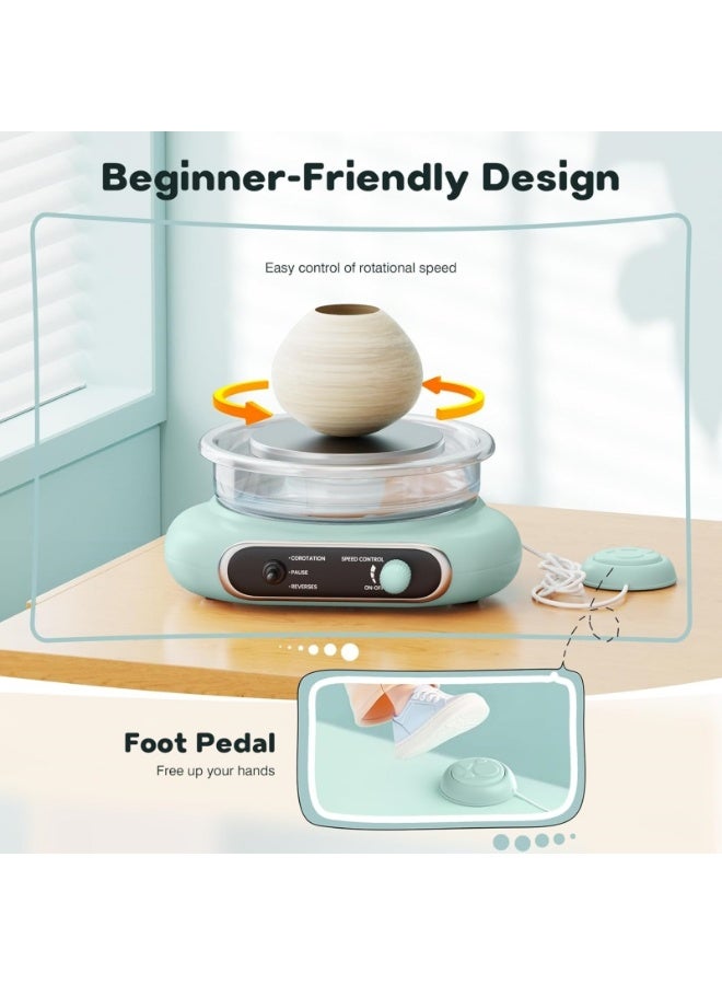 M MIAOYAN Mini Pottery Wheel Kit - Turntable Electric Clay Wheel with Foot Pedal, Adjustable Speed ​​Ceramic Making Machine, Children's Craft Kit, Come and Have a Parent-Child Interaction with Your Children - Image 4