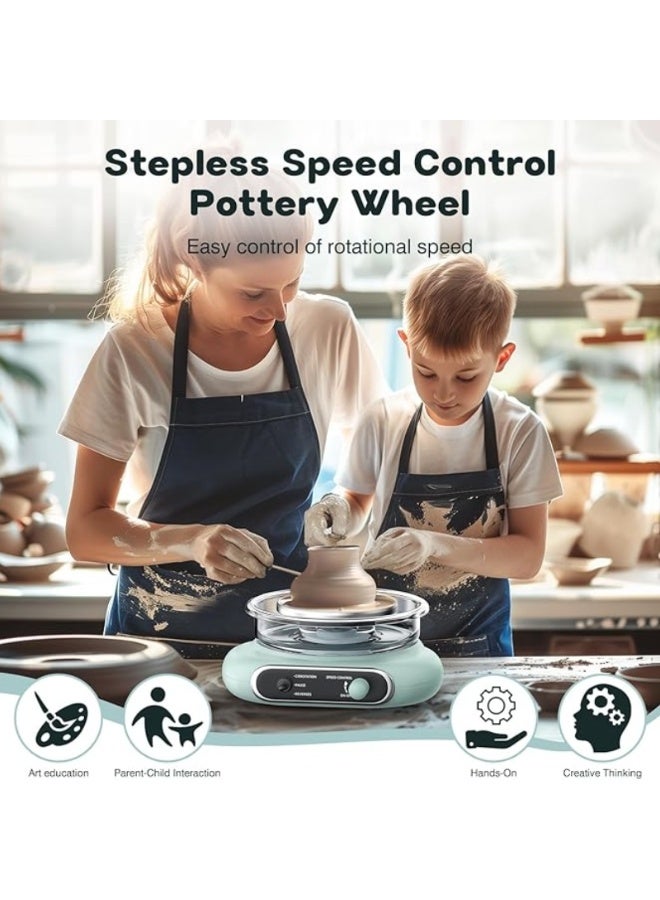 M MIAOYAN Mini Pottery Wheel Kit - Turntable Electric Clay Wheel with Foot Pedal, Adjustable Speed ​​Ceramic Making Machine, Children's Craft Kit, Come and Have a Parent-Child Interaction with Your Children - Image 5